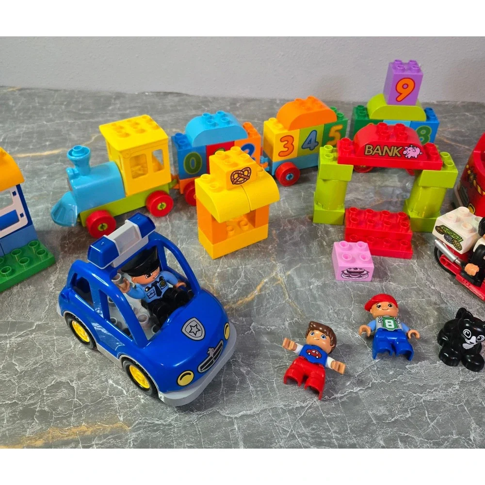 Lego Duplo Set Bundle 10532 Police 10847 Number Train 10592 Fire Truck City Lot